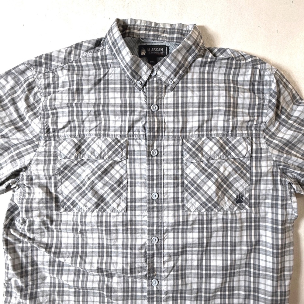 Alaskan Hardgear Vented Button Down Shirt Mens 2XL Long Sleeve‎ Plaid Blue/Gray